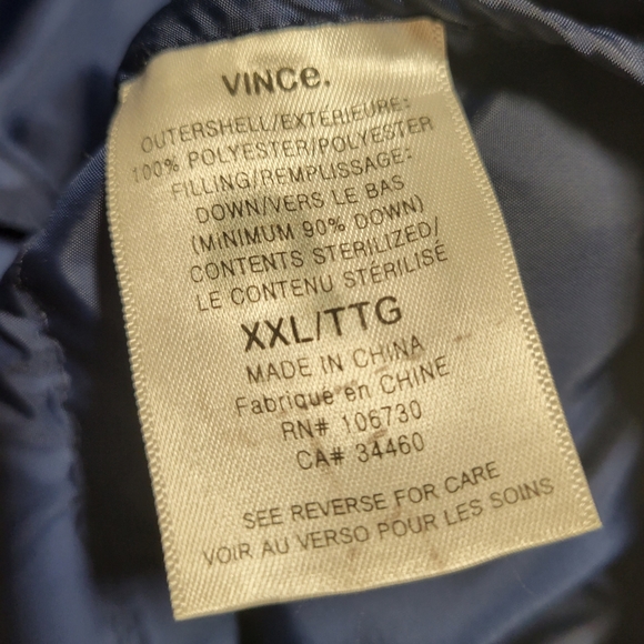 Vince Men’s Japanese Down Quilted Puffer Jacket ,Size XXL but more like XL - Picture 7 of 9